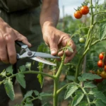 Przycinanie pomidorów sekatorami – usuwanie wilków dla lepszych plonów w ogrodzie warzywnym